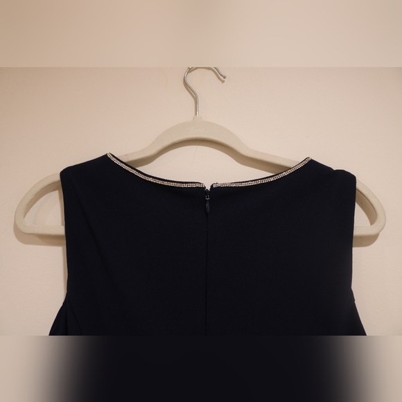 Cut Out Embellished Zippered Lined Sleeveless Round Neck Full-Length (Navy) - Picture 9 of 13